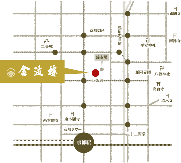 金波樓への地図